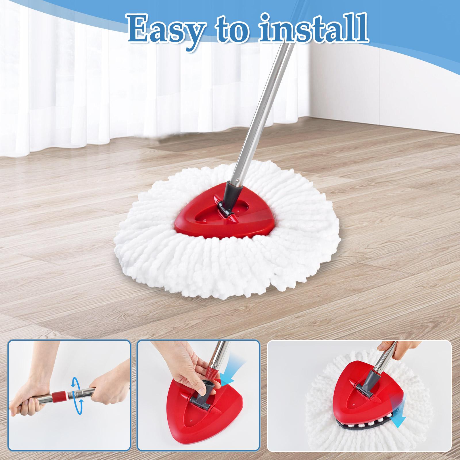 1 set Upgrade Triangle Rotating Mop Set, Includes Mop Handle, Base, Replacement Brush Head and 2Microfiber Refills, Compatible with Vileda/o-Cedar System, Effective and Easy Cleaning Set, Kitchen Bathroom Cleaning Supplies, Christmas, Triangle Mop Heads