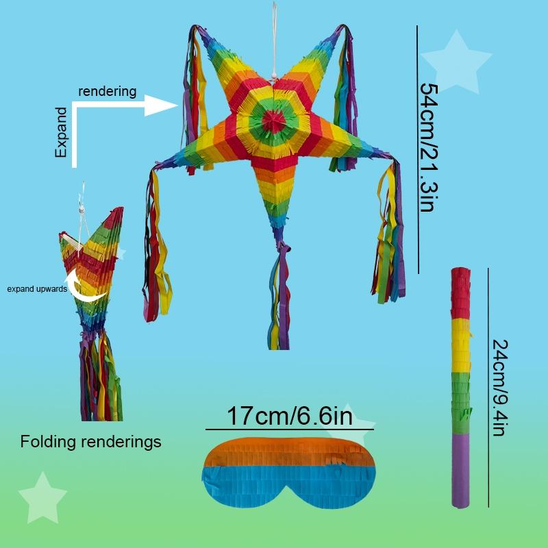 Foldable Pentagon Pinata Set, Colorful Party Decorations, Birthday & Festival Events, Team Building Activities, Outdoor Gatherings