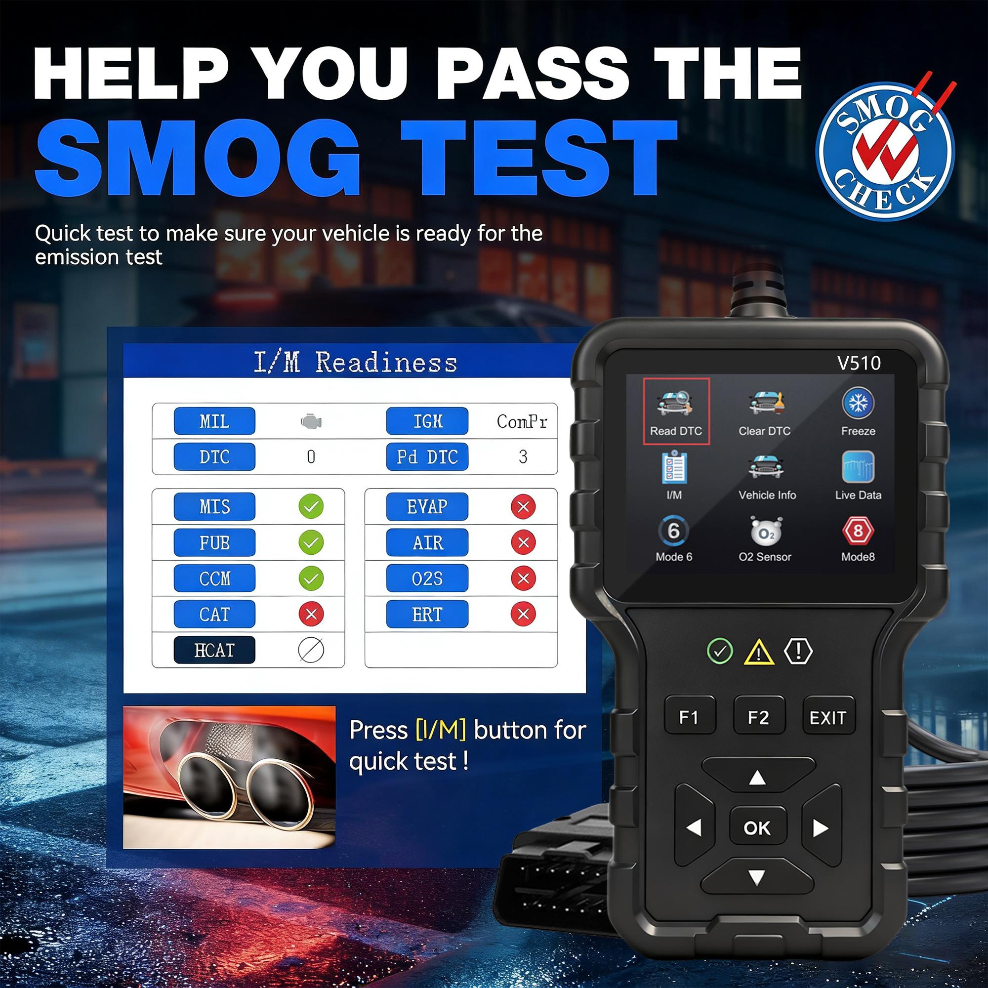 Obd2 Car Scanner V510 with Battery Test, Auto Diagnostic Tool for Engine Light, Fault Code Reader for All Obd-Ii Vehicles Since 1996