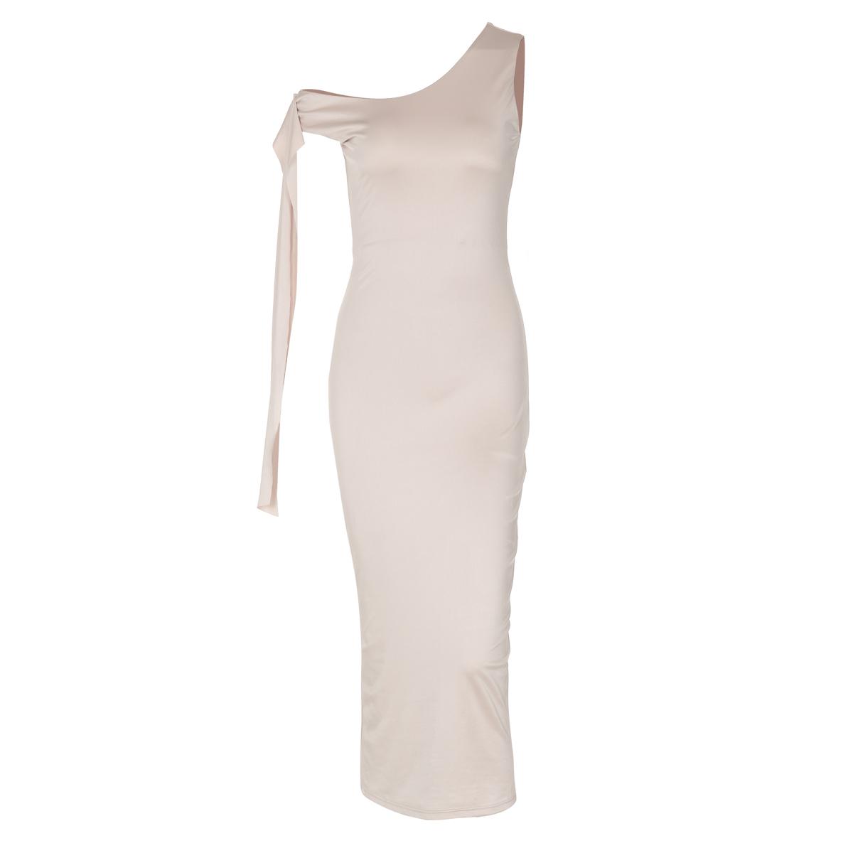 Knotted One Shoulder Tie Bandage Midi Dress for Women's  2025 Summer Asymmetric Sleeveless Bodycon Slim Casual Elegant Sexy Party Club Dating Outfit Dress