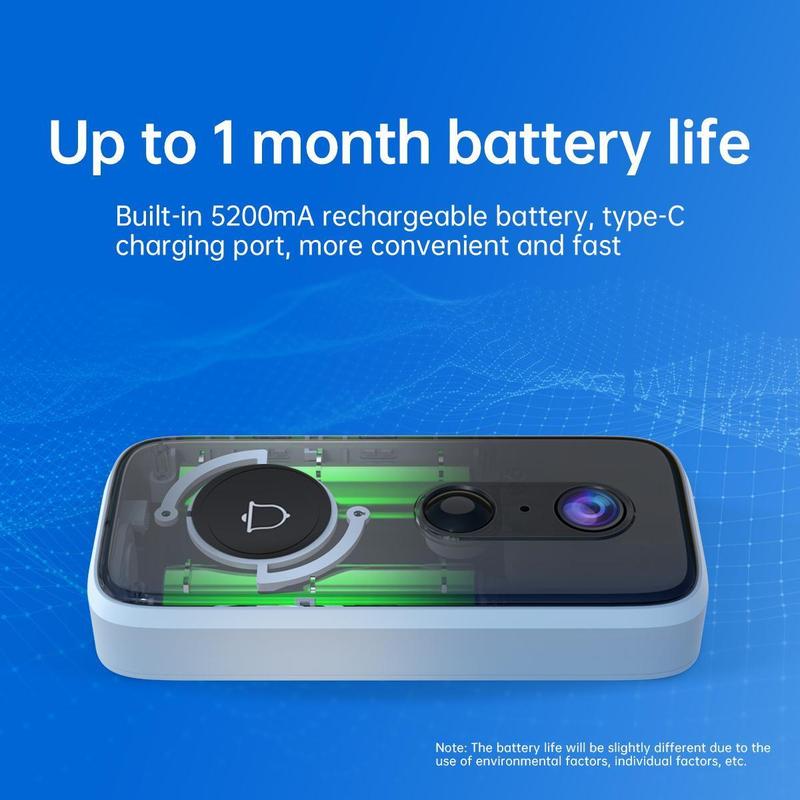 【2026 Flash Sale 】JOOAN Free Cloud Storage 2K Doorbell Camera, 2.4G WiFi Only Smart Wireless Charging Camera, Supports: Human Detection, Motion Detection, Two-Way Audio, Night Vision, Instant Alarm, Indoor And Outdoor Apartment Surveillance Cameras