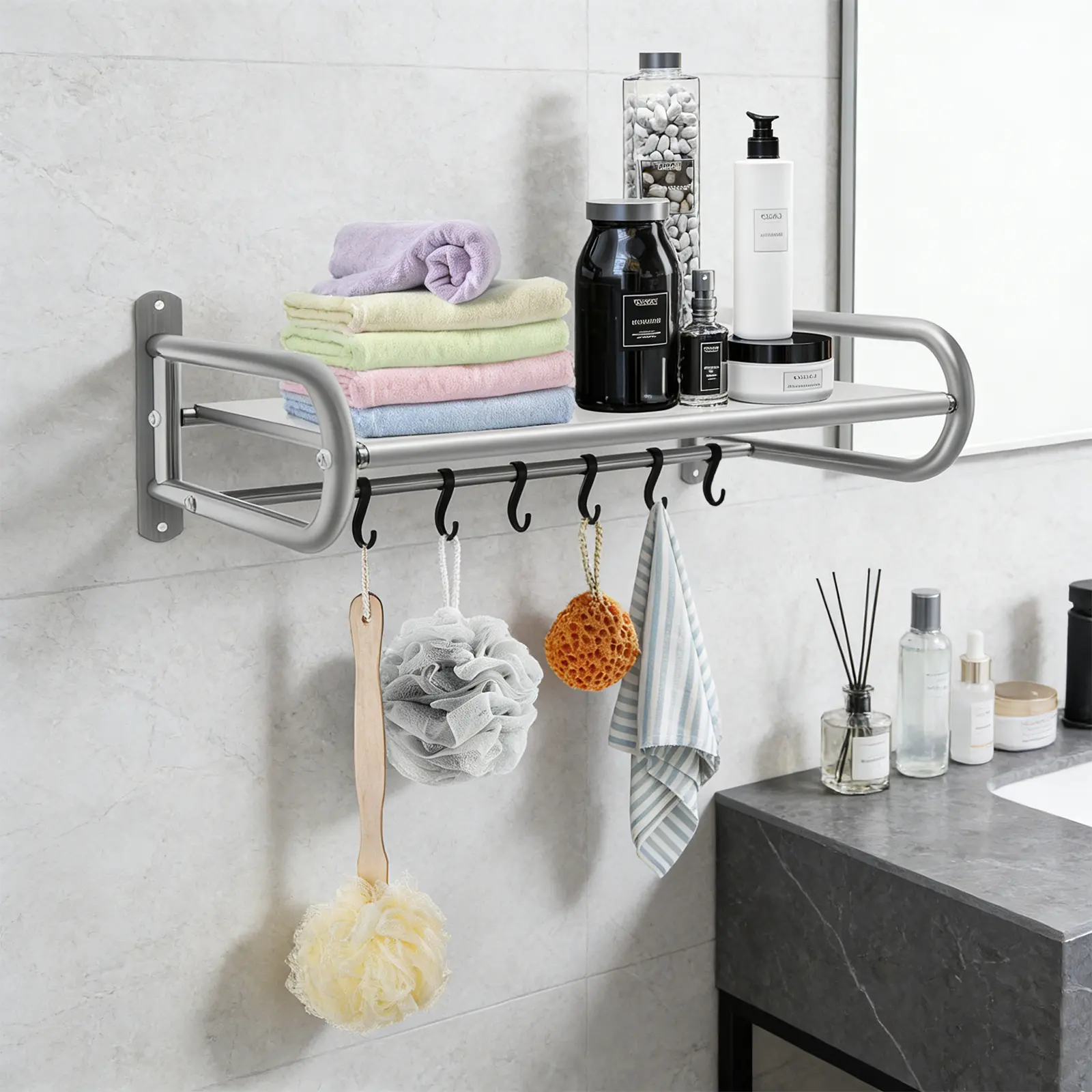 Wall Mount Microwave Stand 53cm 30kg for Kitchen Utensil Spice Jar Storage Use