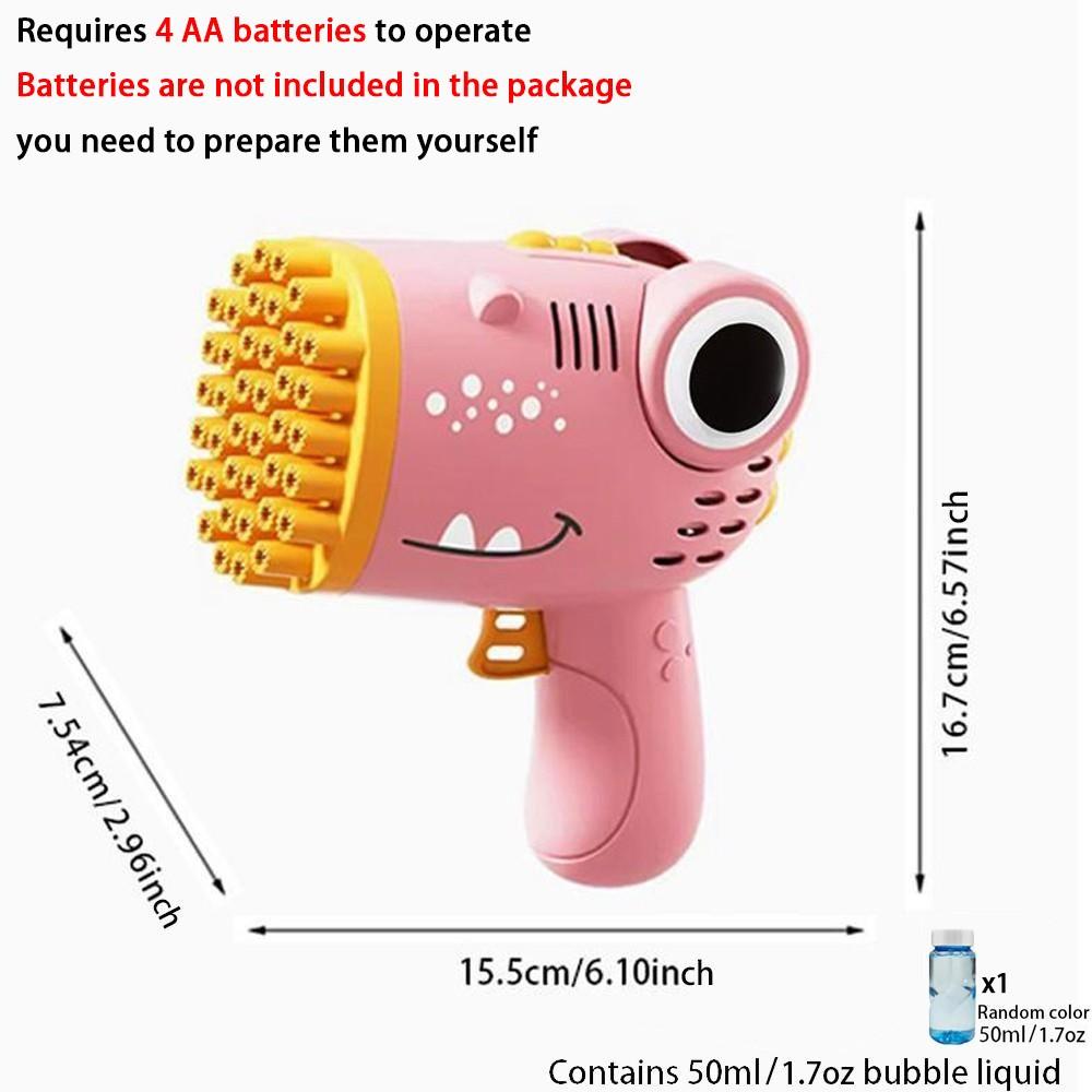 Handheld Outdoor Wedding Party Bubble Machine, 40-Hole Dinosaur Bubble Blower, Includes 50ML Bubble Solution, No 4AA Batteries Included
