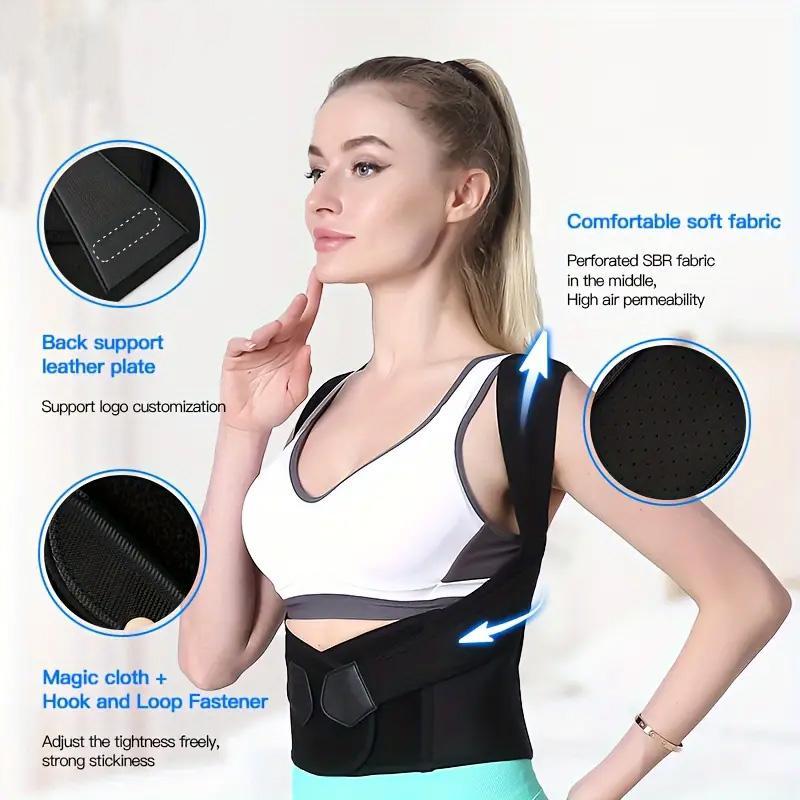 Father's Day Gifts Correction Belt Open Shoulder Anti-Humpback Corrector for Adult Men and Women - Black, Black Back Posture Correction Waist Trainer Corrector Daily Braces