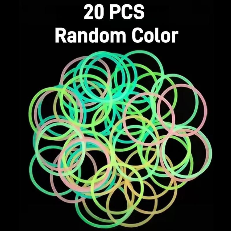 20 Pcs Glow-In-The-Dark Bohemian Silicone Bracelets, Fluorescent Elastic Wristbands, Festival Party Night Run Accessories, Random Colors