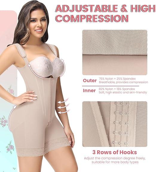 M MYODRESS Tummy Control Shapewear Zipper Crotch Shaping Bodysuit High-Back Corset  Faja Garment For Women