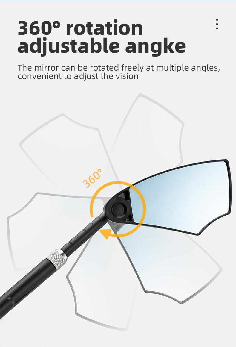 ROCKBROS Bike Mirror New Handlebar Rear View Mirror HD Anti-glare Glass Foldable with Retractable & 360 °Adjustable Lens E-bike Mirror Suitable for 21-24cm Handlebar