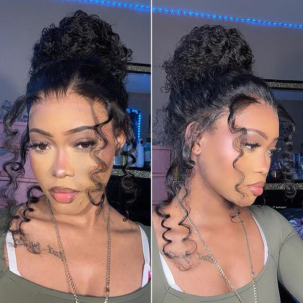 [Hot] Reddish Brown Kinky Curly Invisi Strap Snug Fit 360 Transparent Lace Frontal Bleached Knots Pre Cut Lace Wig With Drawstring