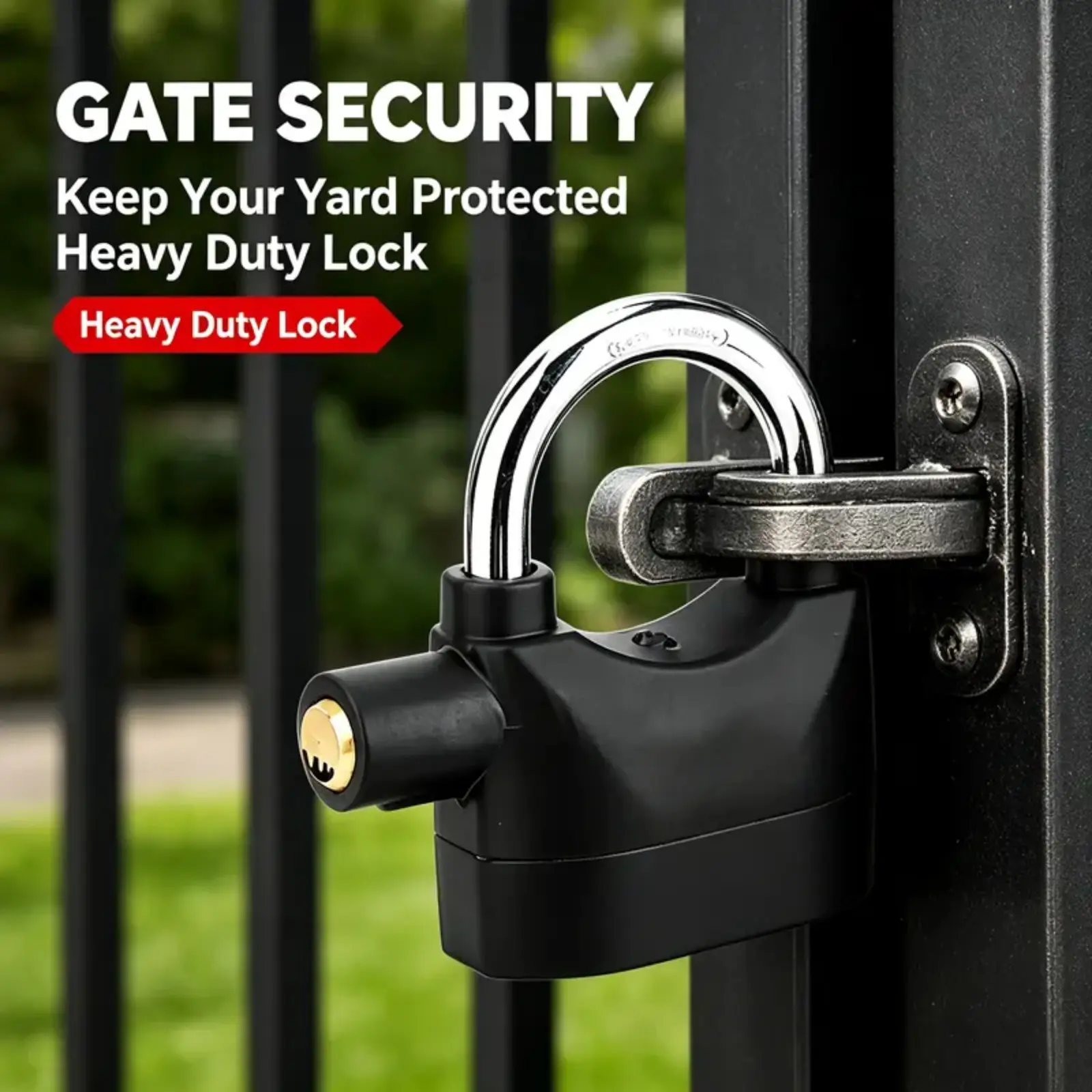 Anti-Theft Alarm Padlock with Lock Hasp, 110dB Outdoor Security Alarm Lock, Stainless Steel Hanging Padlock with 3 Keys for Garage, Fence, Shed, Gate, Storage Units and Outdoor Security