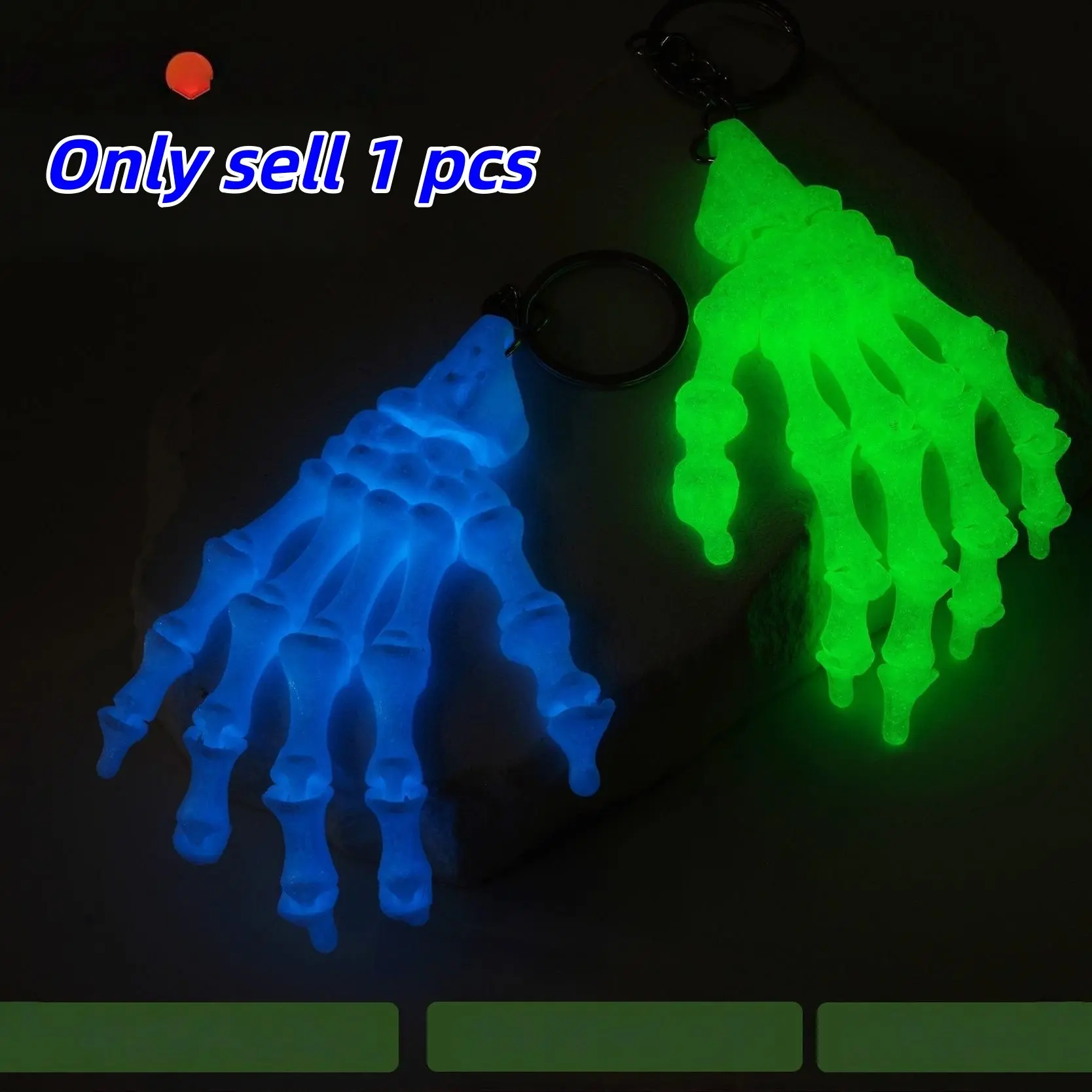 Halloween Glow-In-The-Dark Skeleton Hand Keychain, 3D Printed Stress Relief Pendant, Halloween Decoration Gift, Fun Prank Prop