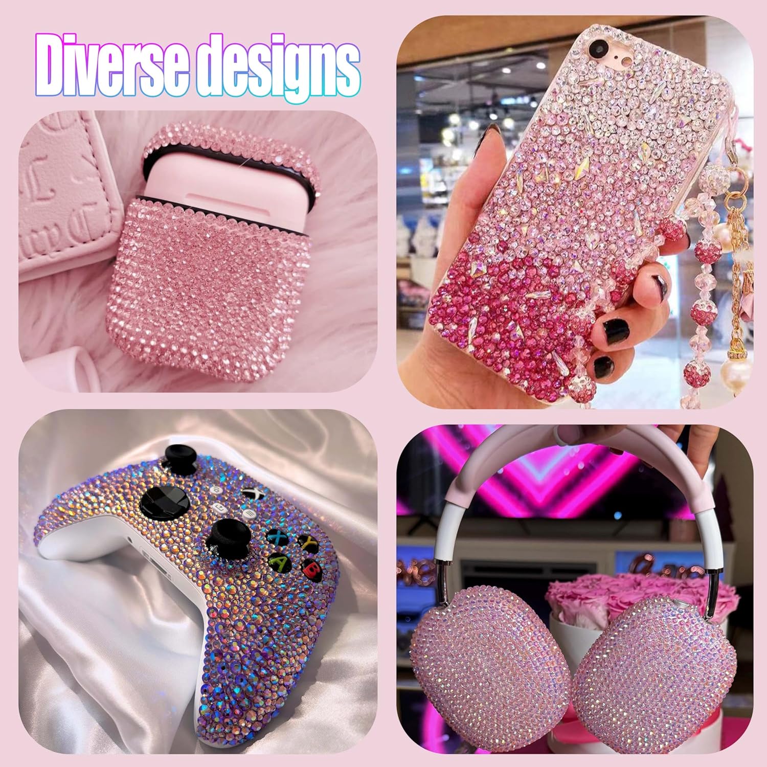 1Set Minimalist Flatback Glitter Rhinestones Nail Charms Multi-sized Colorful Fashion Rhinestone Decorated Half-round Nail Art Decorations for DIY Cups Phone Cases Headphones Nails Crafts