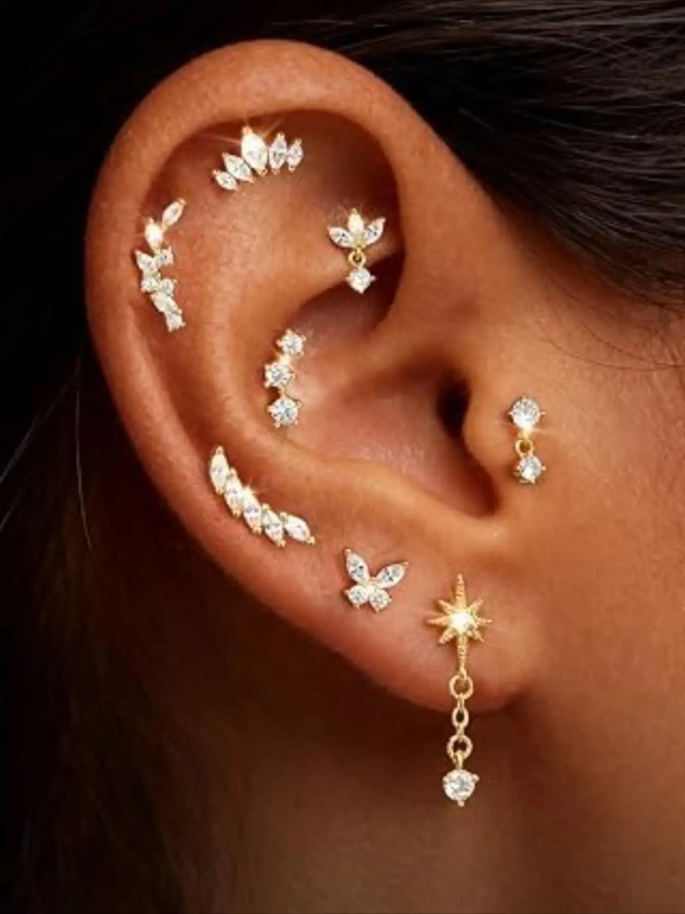 Hypoallergenic Cartilage Earrings for Women Flat Back Post Stud Flatback Earrings for Sensitive Ears-20G Ear Crawler Climber Cartilage Earring Tragus Conch Helix Piercing Jewelry