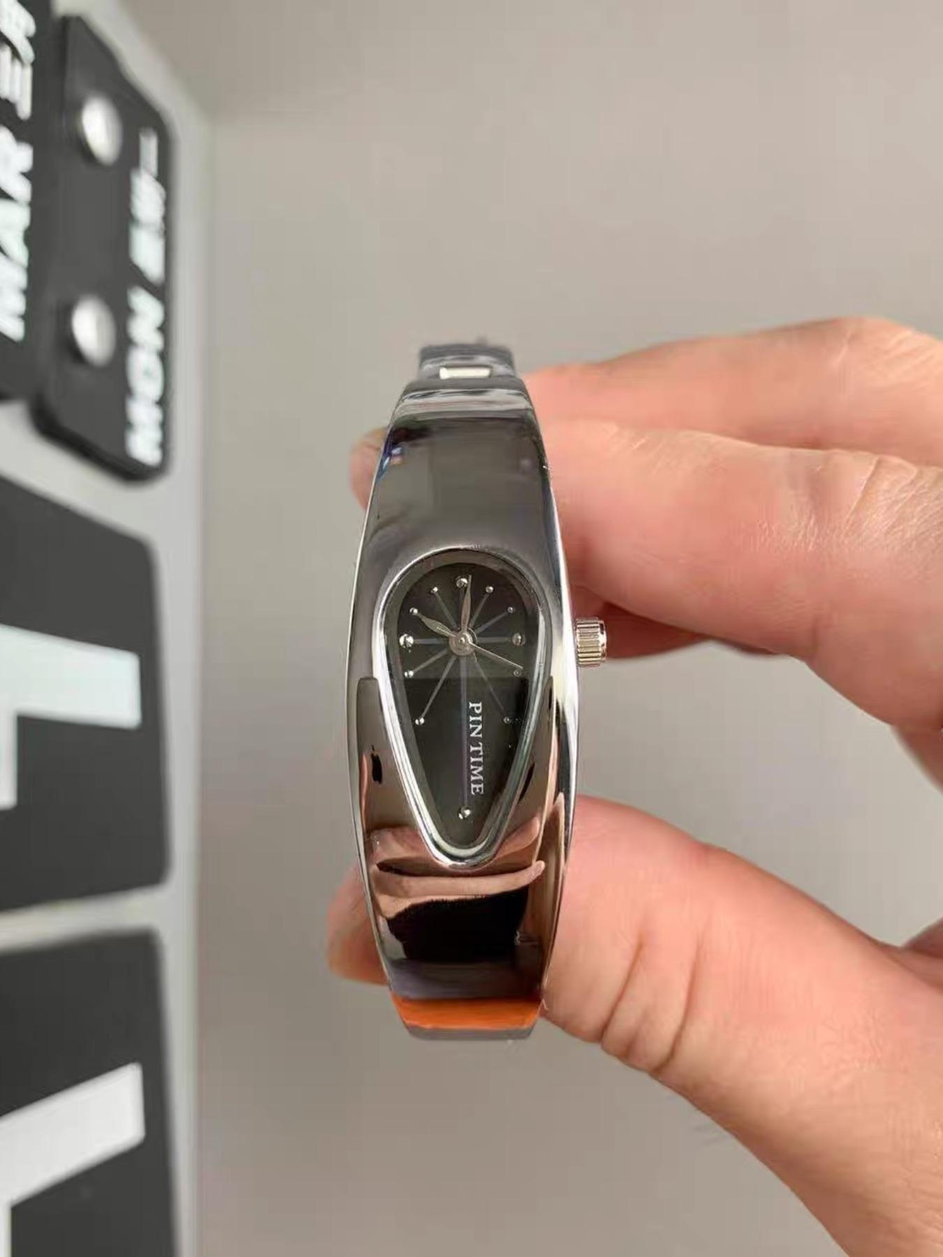 Y2K Water Drop Watch, Vintage Trendy Unisex Bracelet Watch, Waterproof Metal Case, Silver Color Dial, Quartz Movement, Ideal Gift, Wearable Wristwatch