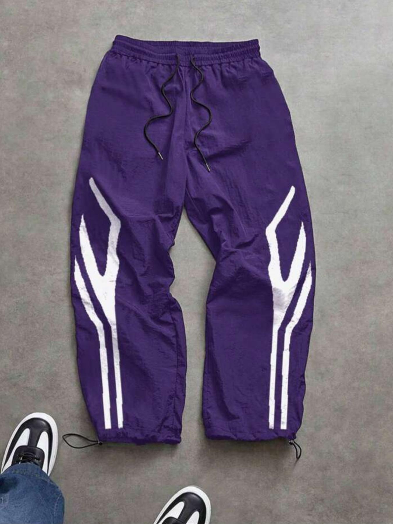 Men's Fashion Printed Casual Sports Pants, Adjustable Elastic Waistband, Lightweight Nylon Fabric, Perfect Gift for Husband Son Boyfriend, Casual Sport Trousers