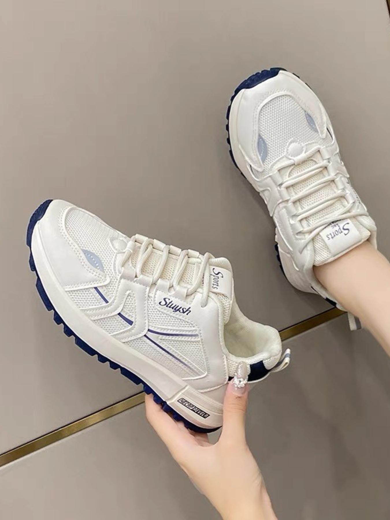 Breathable Mesh Shoes for Women, Thick Sole Casual Sports Shoes, All-Purpose Sporty Shoes, Comfortable and Fashionable, Sneaker, Lace Up Sneaker, Round Toe Sneakers, Thick Soled Sneakers