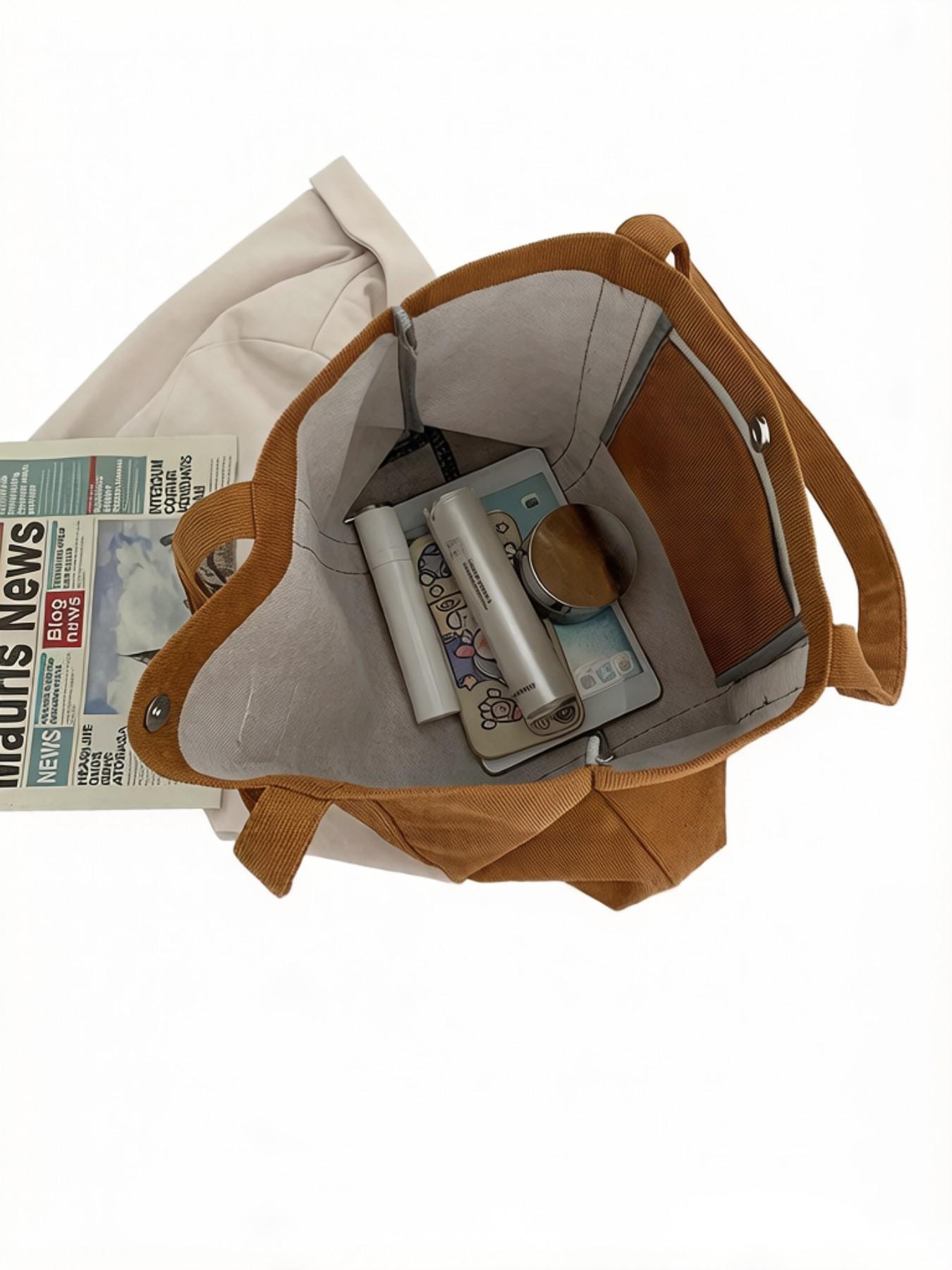 1 Piece Simple Fashionable Canvas Tote Bag, Casual Letter Leaf Print Shopping Shoulder Bag for Ladies Students