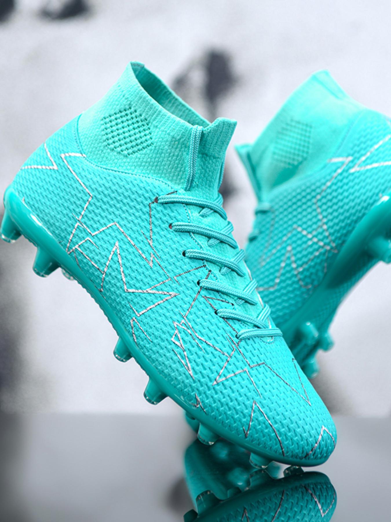 Men's High-top Lace-up Football Boots, Football Field Boots, Breathable & Non-slip Football Shoes, Professional PU Soccer Shoes for Outdoor Training