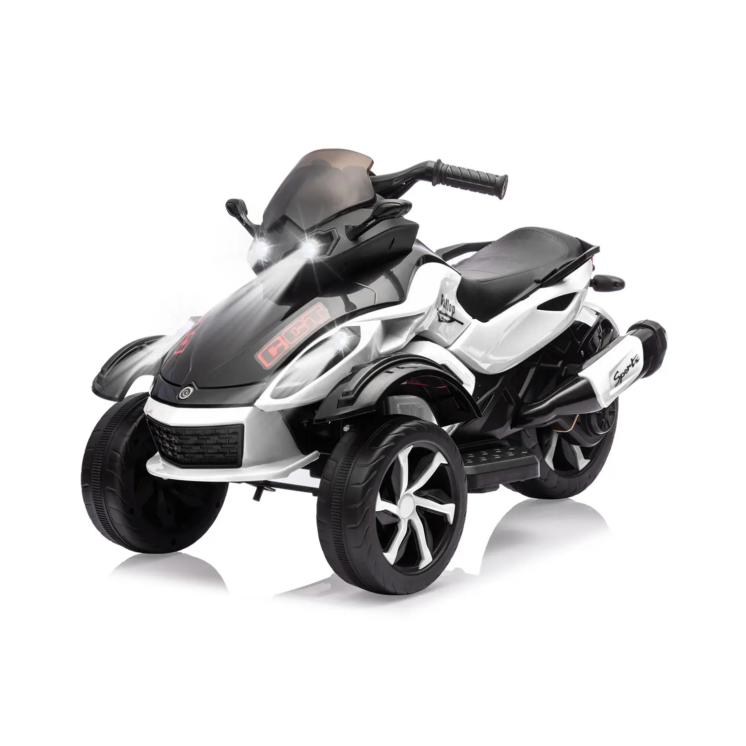 Safe Outdoor 3-Wheel Electric Motorcycle for Kids – 12V Ride-On ATV Toy with LED Lights, Music, Treaded Tires – Rechargeable Battery, Off-Road Fun for Boys and Girls Ages 3-8
