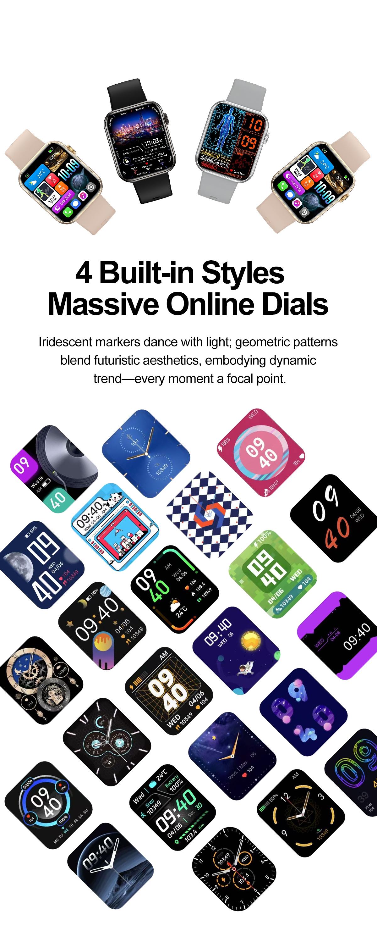 High-looking women's rainbow smart watch, 1.83-inch HD touch screen, wireless calling, AI voice watch, more than 100 sports modes, pedometer, blood pressure, heart rate, activity tracker, multi-strap watch set, waterproof watch.