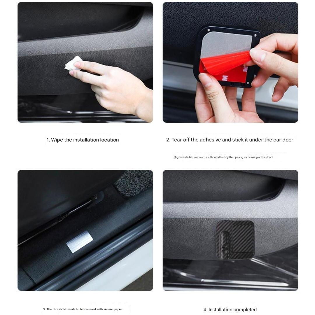 Car Door Projector Lights, Wireless LED Welcome Light, Auto On/Off Sensor Courtesy Lamp, Easy Install Stick-On Car Door Light, Universal Fit Interior Accessories (1 Pair)