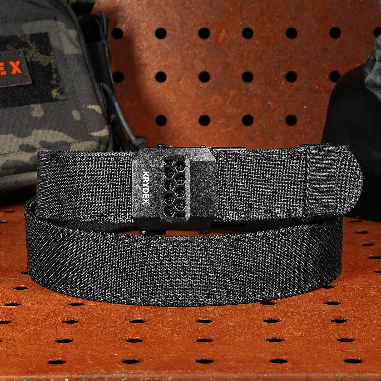Krydex Tactical EDC Belt 1.5 Inch Adjustable No-Hole Stiff Gun Belt | Reinforce Duty Belt for Law Enforcement Outdoor & Work