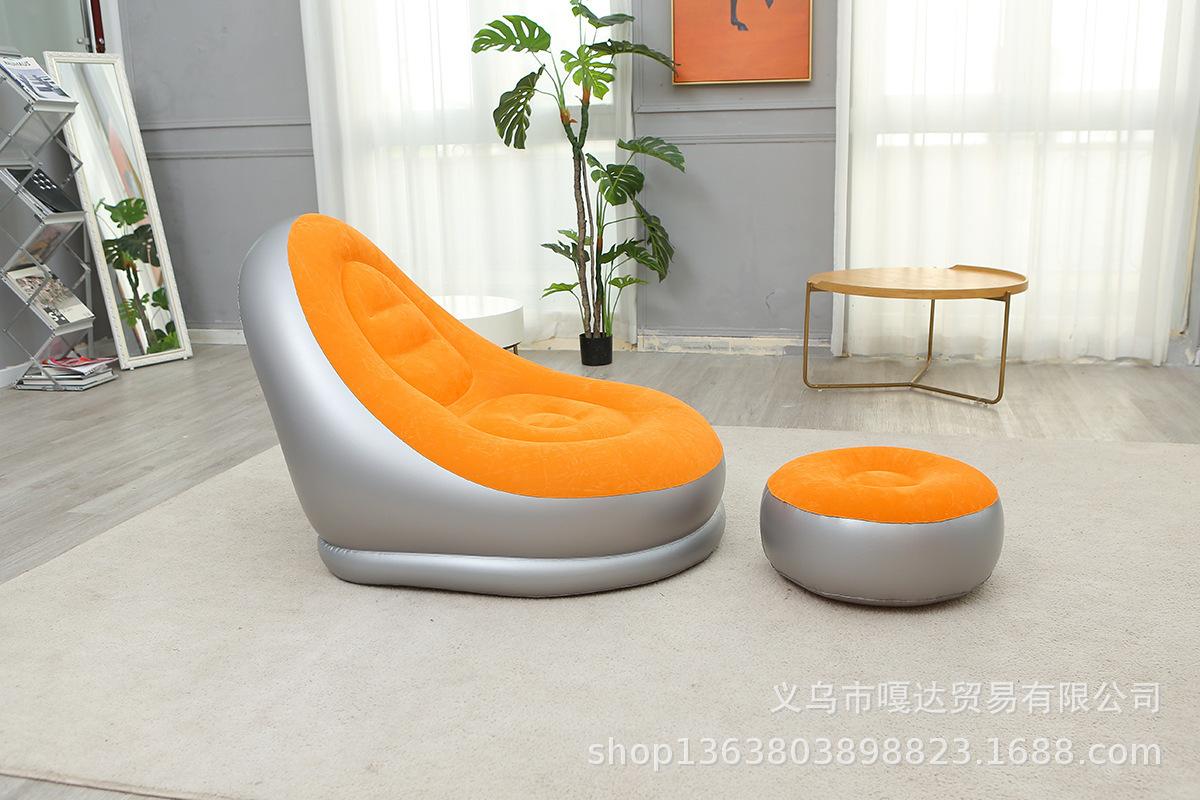 New inflatable lazy sofa, foldable recliner, outdoor sofa bed with footrest, combination flocking sofa wholesale