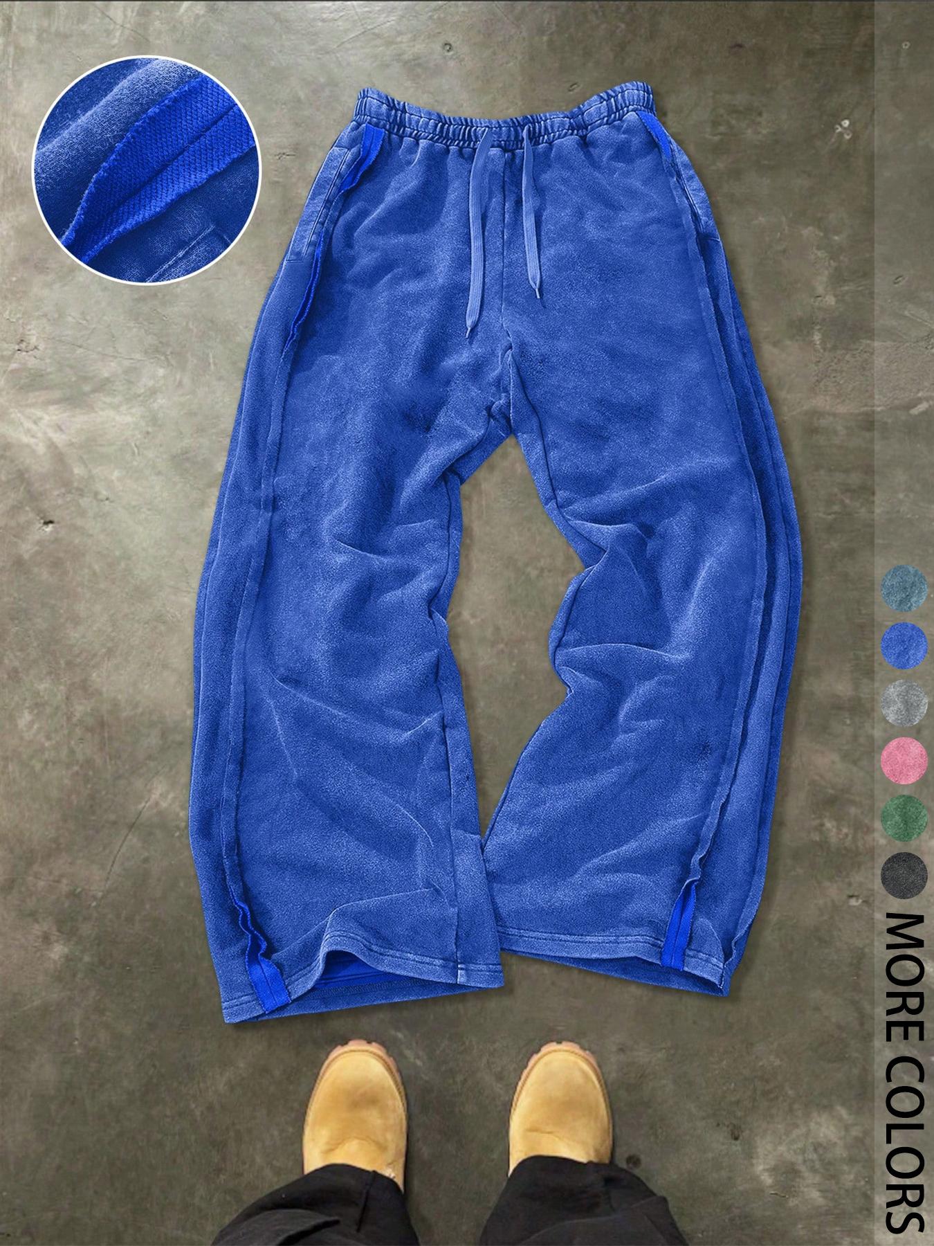 Men's Streetwear Cotton Joggers, Loose Fit Elastic Waist Knit Pants, Casual All-Season Woven Fabric, Daily Wear Fashion