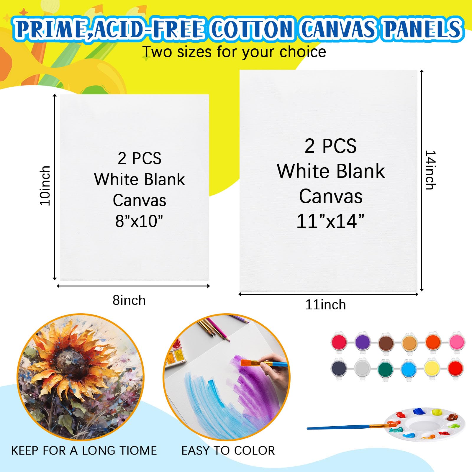 Christmas Gift Sip and Paint Kit 31 Pcs Art Painting Supplies Stretch Canvas Kit with  Canvas Painting with Blank Canvas Brushes Acrylic Easels Painting Supplies for DIY Painting Artwork, School Art Student Supplies, Back to School Gift
