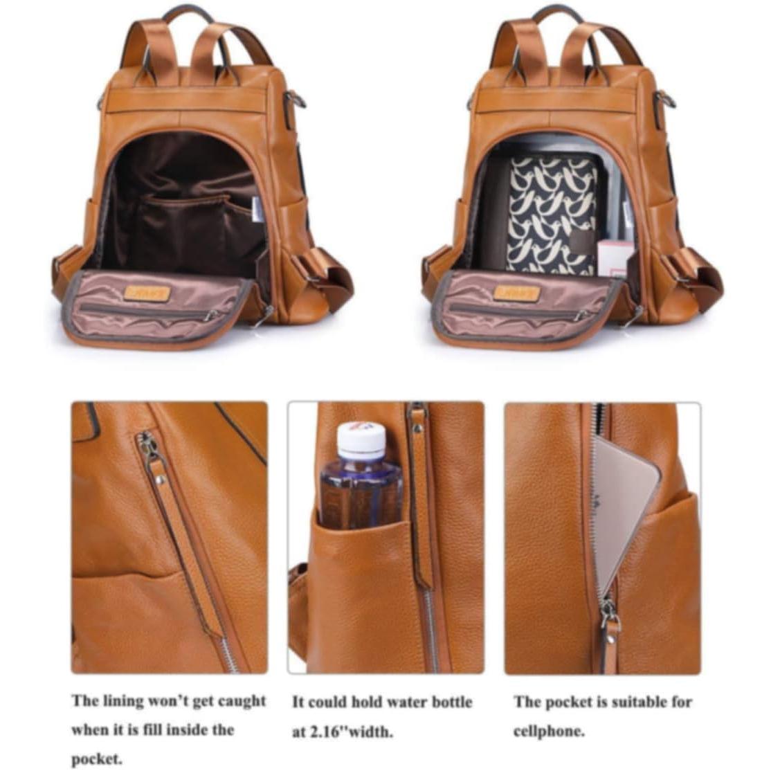 Leather Backpack Purses for Women Antitheft Rucksack  Bag Medium | , Medium Fits 9.7-inch Tablet, for Work Travel Daily Commute, Multi Pockets, Adjustable  Straps