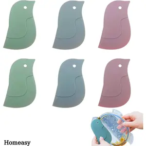 Homeasy 6 PACK Multifunctional Penguin Shape Silicone Scraper Soft Kitchen Cleaner Cleaning Tools Accessories for Pans Bowls (3 Colors)