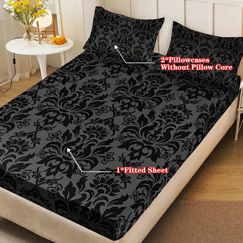 Gothic Print Bedding Set, Soft Polyester Fiber, Zipper Closure, Suitable for Twin, Full, Queen Beds, Home & Dorm Decor