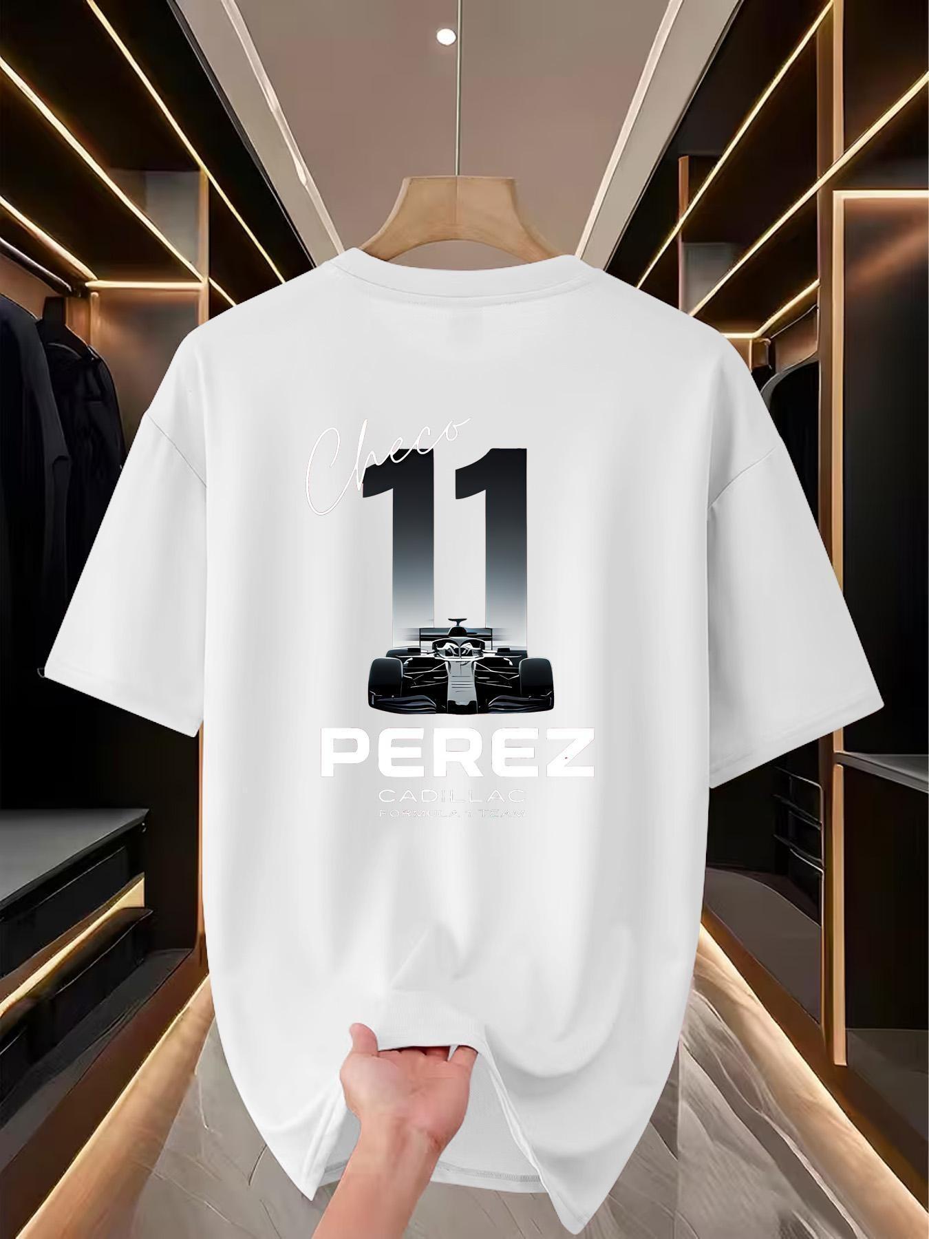 Cadillac F1 Racing Theme Print Short Sleeve, Casual Tee for Race Fans, Perfect for Watching Races, Daily Commute, Parties