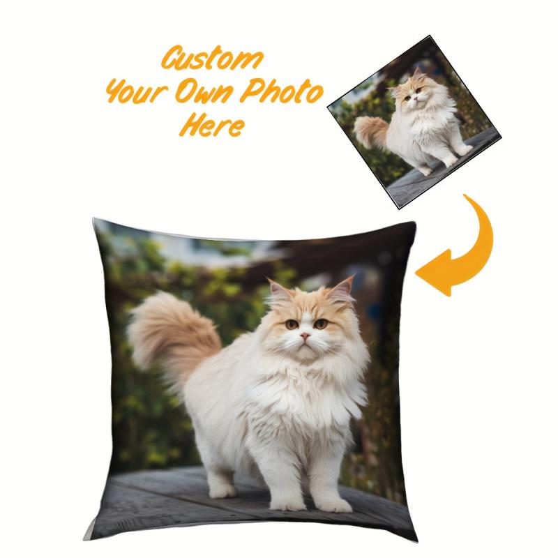 1pc Customized Double-Sided Pillowcase | Soft Square Cushion with Zipper Closure, Machine Washable, Upload Your Own Photo Text, Ideal for Home Decor, Gifts, Birthdays, Anniversaries, Sizes 14x14, 16x16, 18x18, 20x20 Inch