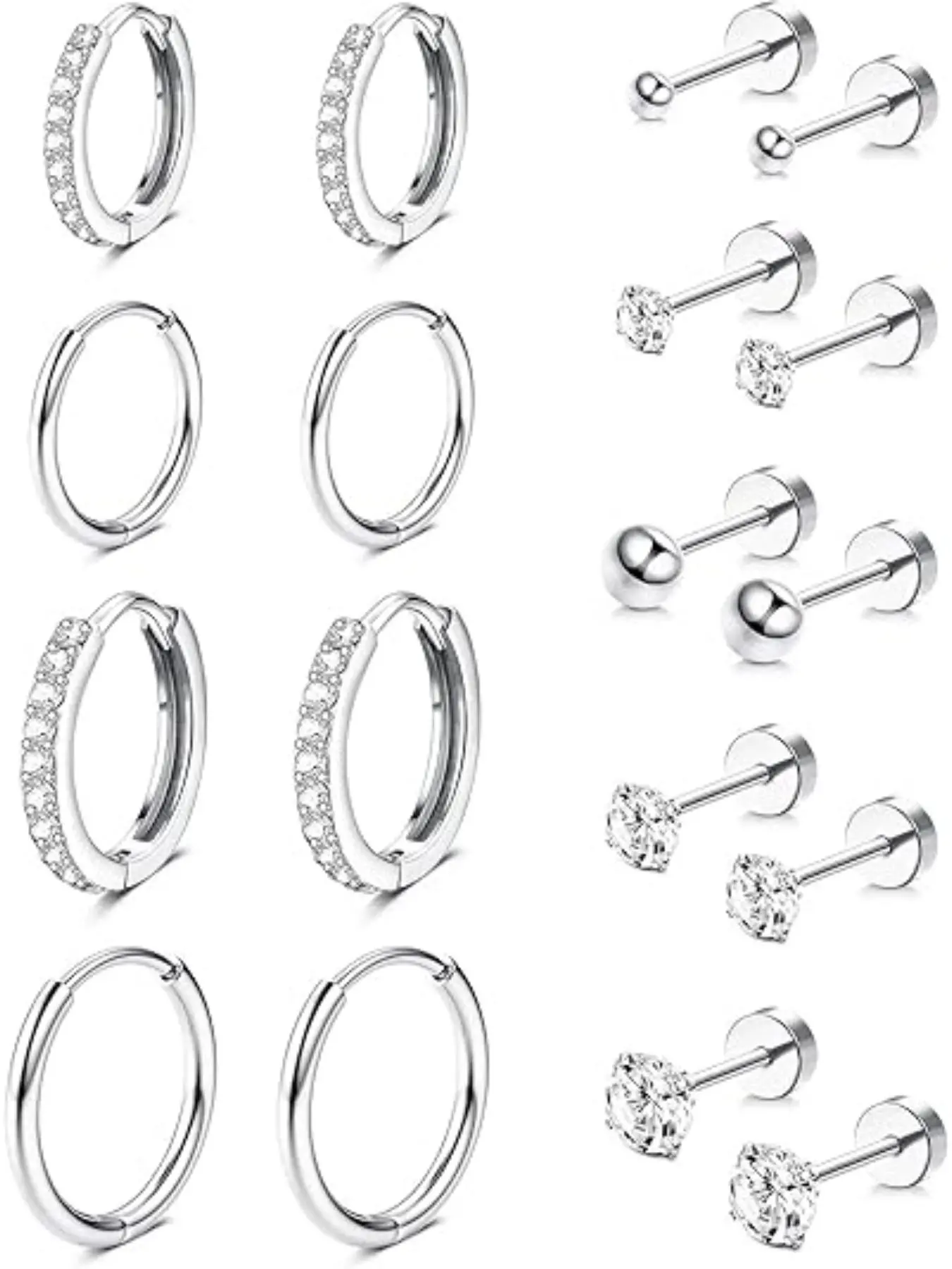 14k High Quality Earrings for Women, Hypoallergenic Small Huggie Hoops, Flat Back Studs, Lobe Helix Cartilage, All Seasons Jewelry, Hoop Shape Earrings
