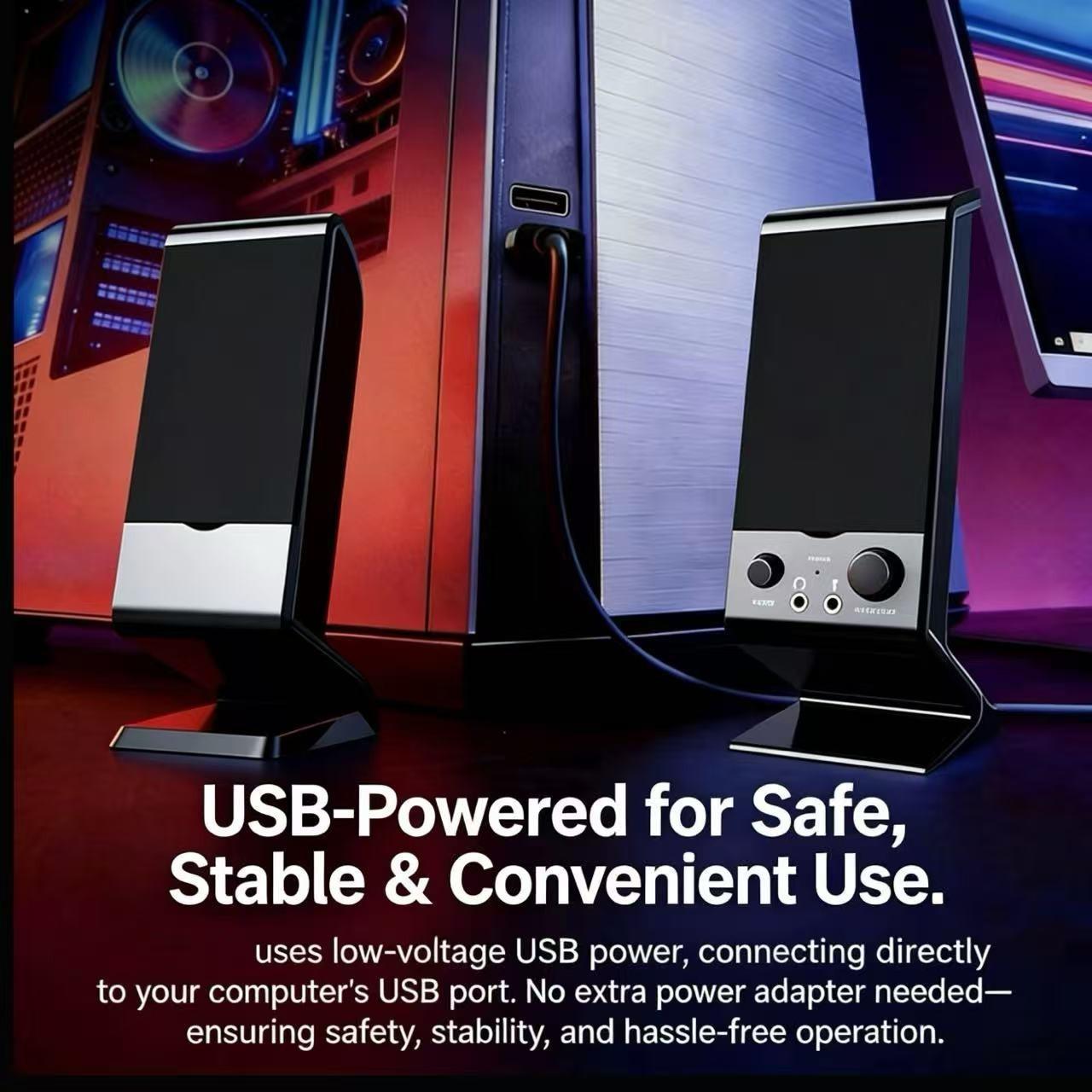 Computer wired Bluetooth desktop speaker, dual speakers, 360 ° surround sound, desktop speaker, high volume, suitable for office, gaming, watching movies, desktop audio, USB powered speaker