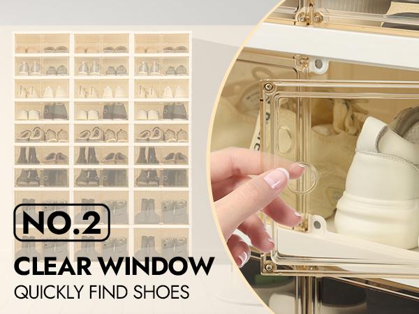 NLDD 9 Tier Foldable Shoe Rack Organizer for Closet 18Pairs Plastic Collapsible Shoe Racks Shelf Stackable Clear Folding Shoes Storage boxes for Small Spaces Narrow Shoe Storage Cabinet