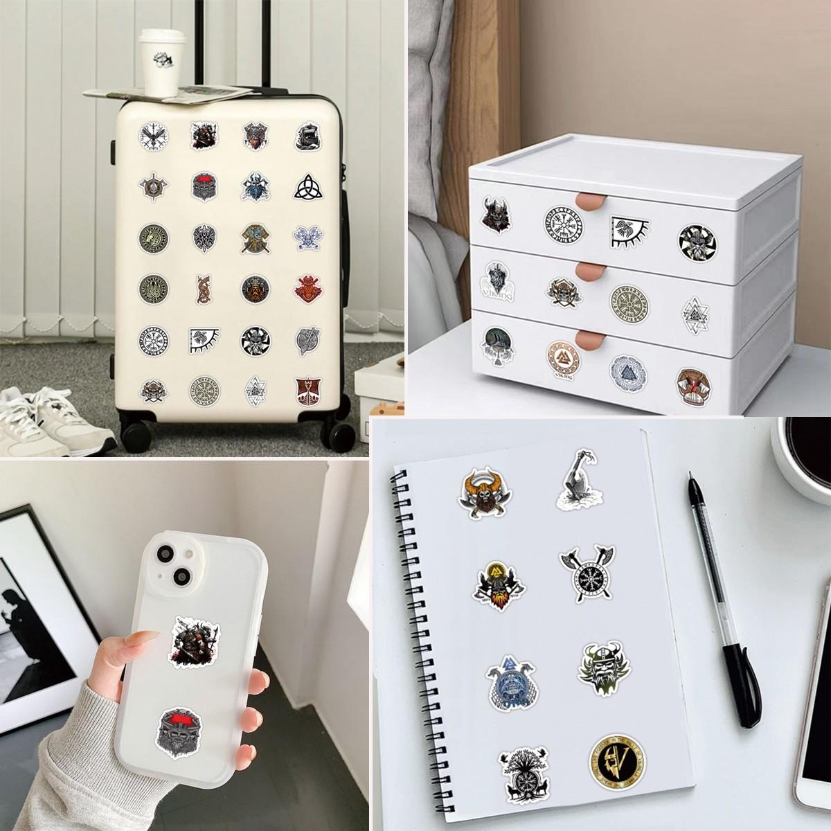 1Pc 50PCS Norse Viking Style Stickers Warrior Rune Myth Aesthetic Waterproof Vinyl Decals Cool Graffiti Sticker Pack for Laptop Water Bottle Phone Case Helmet Skateboard DIY Decor Gift for Men Teens Spring Summer Travel Outdoor Accessories