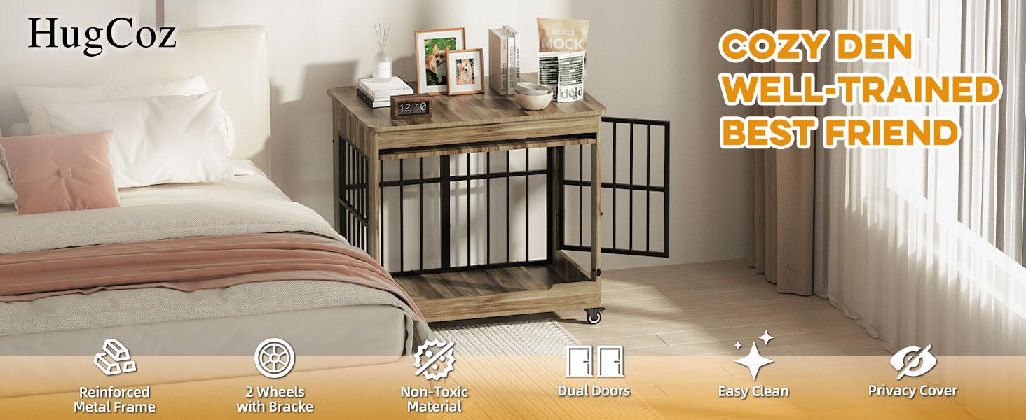 ZZWHOM Premium Solid Wood Dog Crate – Large Indoor Pet Kennel with Lockable Door, Multiple Sizes for Medium to Giant Breeds