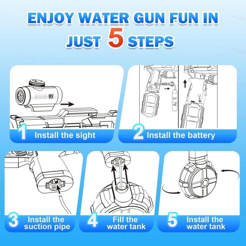 Electric Toy Water Gun with LED Light, Summer Fun, Perfect Father's Day Gift, Large Capacity Continuous Shooting, Outdoor Pool Party Play