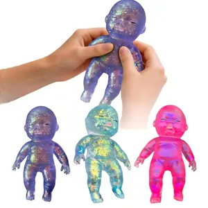 Squishy Babies Glitter Big Dancing UltraSquishy Soft Moldable Slow Rising Squeeze Sensory Fidget Stress Ball Anxiety Relief for Kids Adults Easter Basket Stuffers Christmas Stocking Stuffers Birthday Gifts
