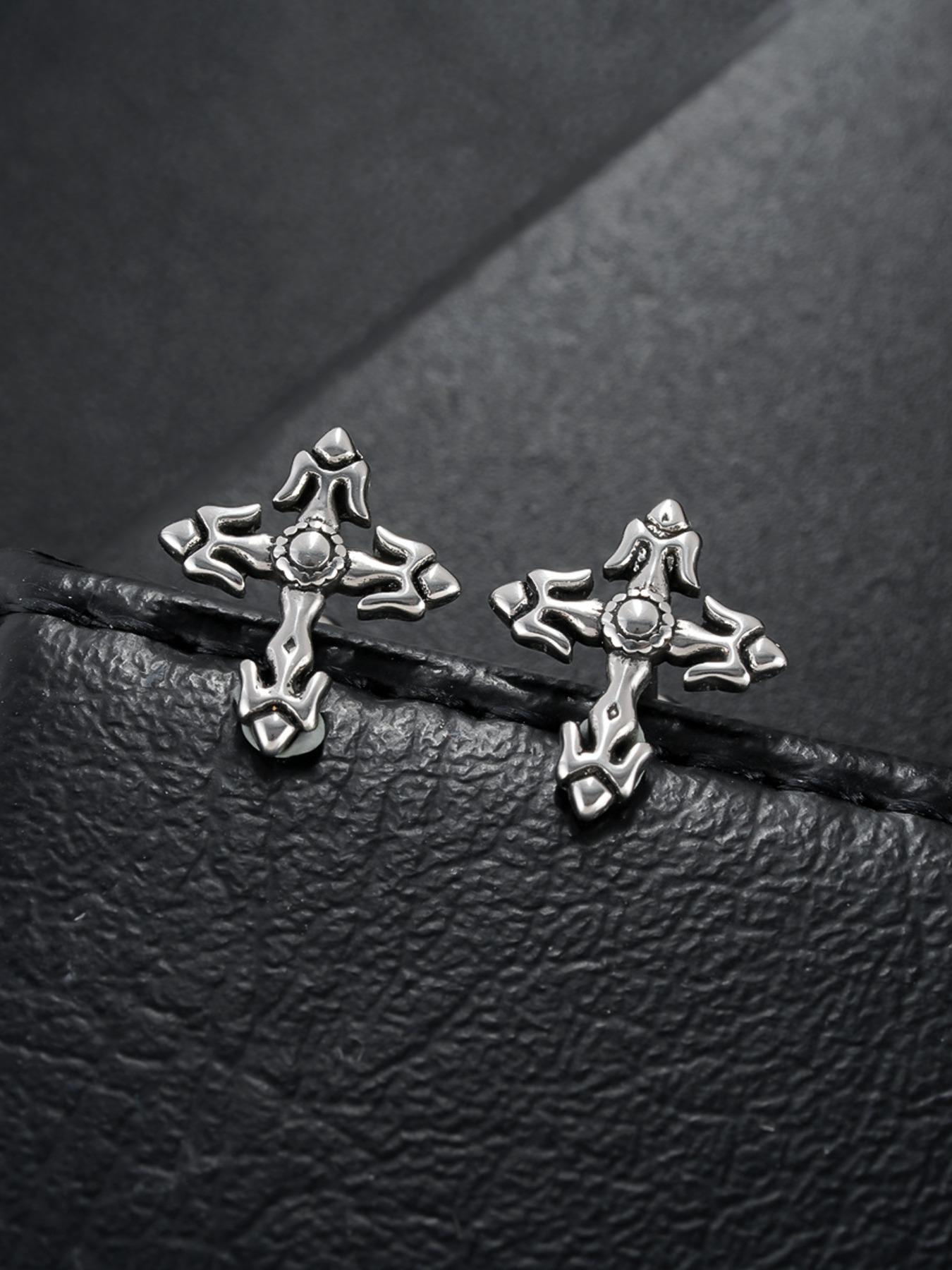 Cross Earrings for Men and Women, Punk Fashion Jewelry, Trendy and Stylish Ear Studs, Versatile Accessory for All Occasions