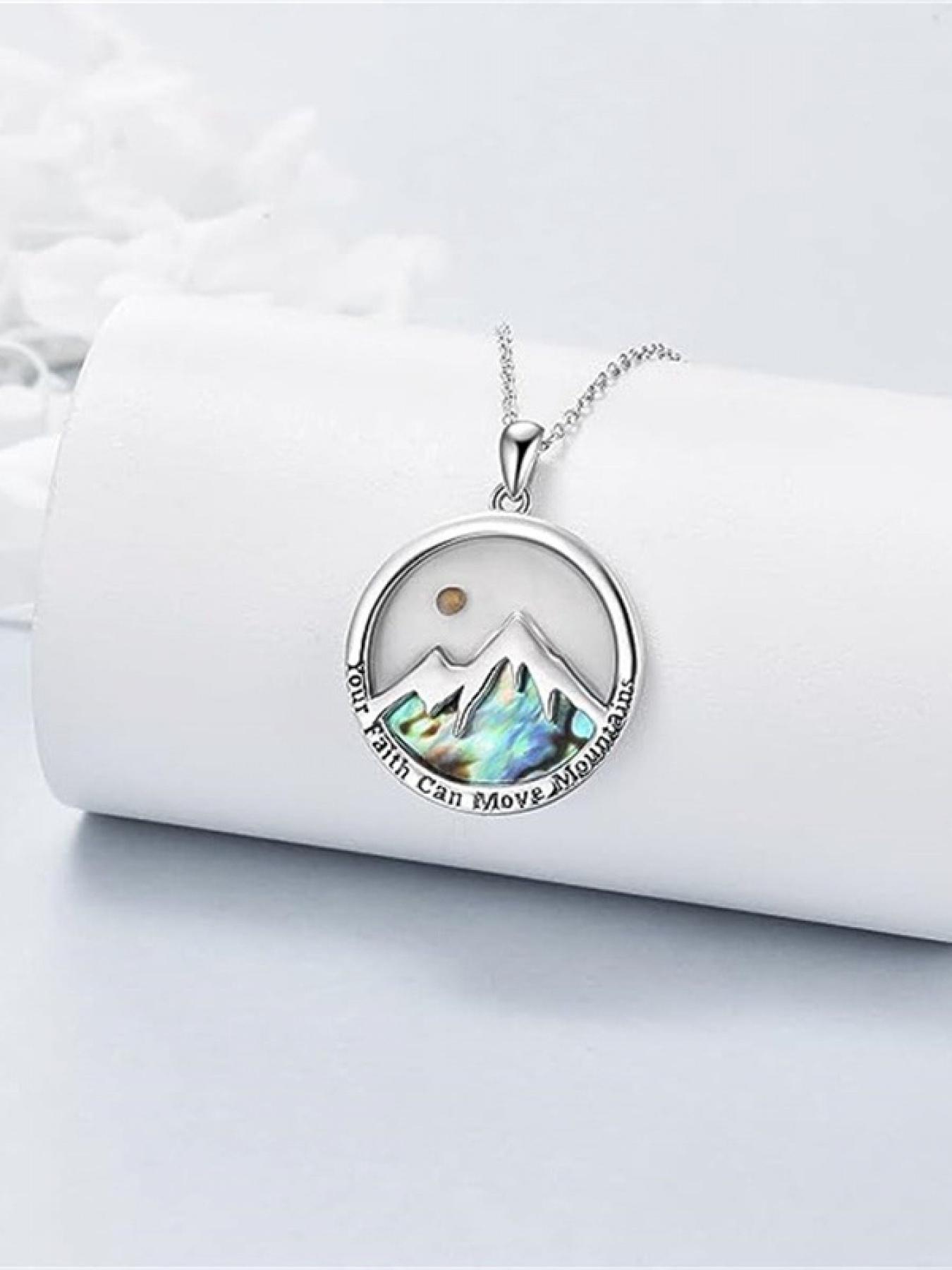 Silver Color Mountain Pendant Necklace, Inspirational Quote Jewelry, Unisex, Daily Wear & Gift, Elegant Alloy Chain