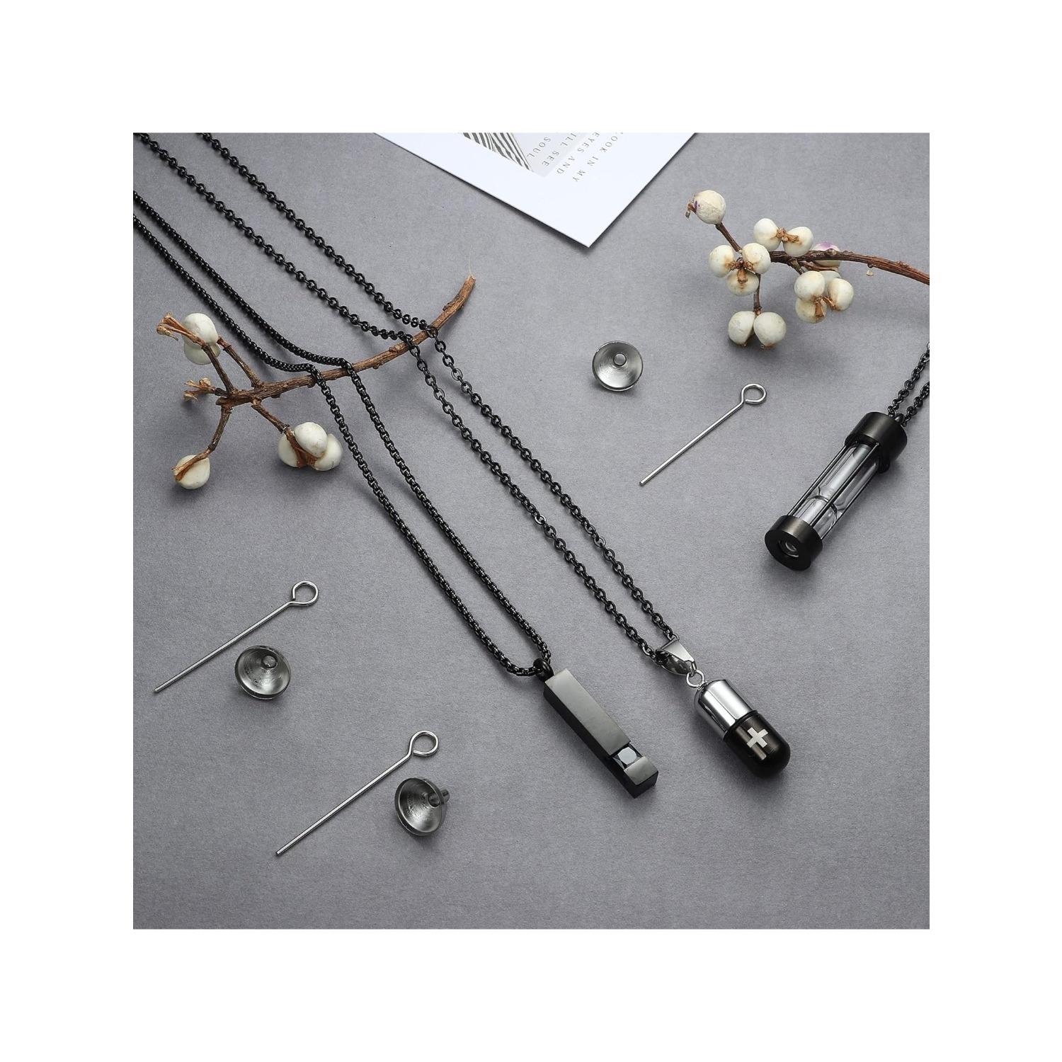 3Pcs Stainless Steel Cremation Urn Pendant Necklace for Ashes Cross Necklace for Men Women Ashes Holder Memorial Keepsake Jewelry