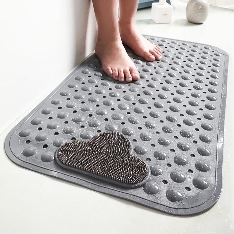 Cloud Pattern Bath Mat, Bathroom Floor Mat, 1 Count Non-slip Bathroom Massage Mat with Suction Cup, Round Hole Design Quick Drain Mat for Shower Room