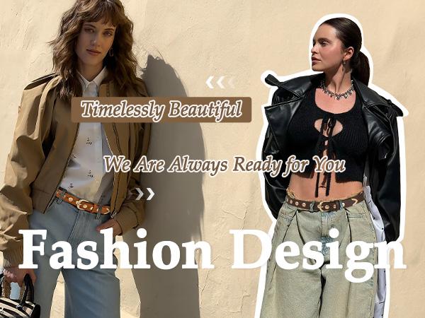 JASGOOD Women Fashion Leather Belt Punk Leather Belt Women Studded Belt for Jeans Pants Dresses