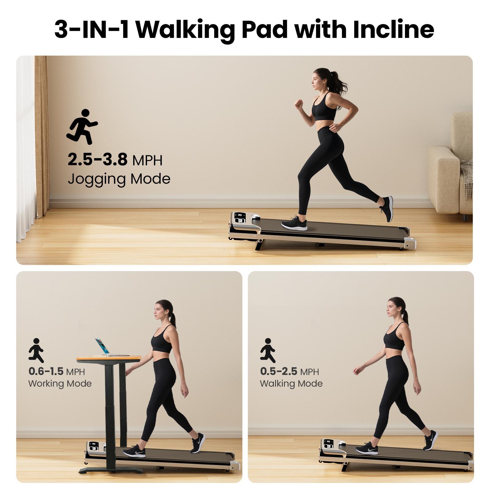 Yagud 3-IN-1 Walking Pad with Incline – Portable Incline Treadmill with Remote & LED Display for Home/Office Yagud 3-IN-1 Walking Pad with Incline – Portable Incline Treadmill with Remote & LED Display for Home/Office