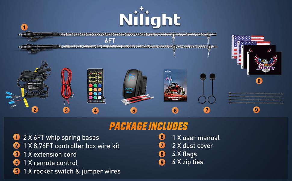 Nilight 2PCS 6FT RGB LED Whip Light with Spring Base Remote & App Control w/DIY Chasing Patterns Turn Signal & Brake Lights for ATV UTV Polaris RZR Can-am Dune Buggy Jeep dealsforyoudays Nilight 2PCS 6FT RGB LED Whip Light with Spring Base Remote & App Control w/DIY Chasing Patterns Turn Signal & Brake Lights for ATV UTV Polaris RZR Can-am Dune Buggy Jeep dealsforyoudays