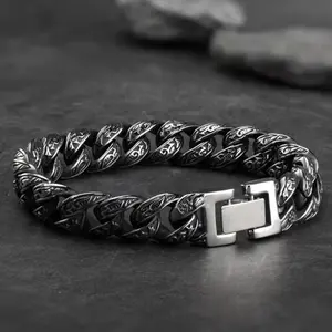 Premium Men's Punk Chain Cuban Link Bracelet - Zinc Alloy Material Thick Chain Hip Hop Street Style Accessory, Ideal for Leisure, Party, Birthday Gift for Indoor Recreation Enthusiasts