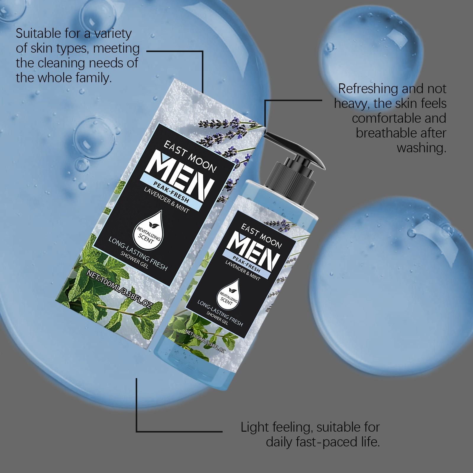 East Moon Peppermint Lavender Scented Bath Gel, Moisturizing and Hydrating, Gentle Cleansing for Body Skin, Refreshing and Mild Formula