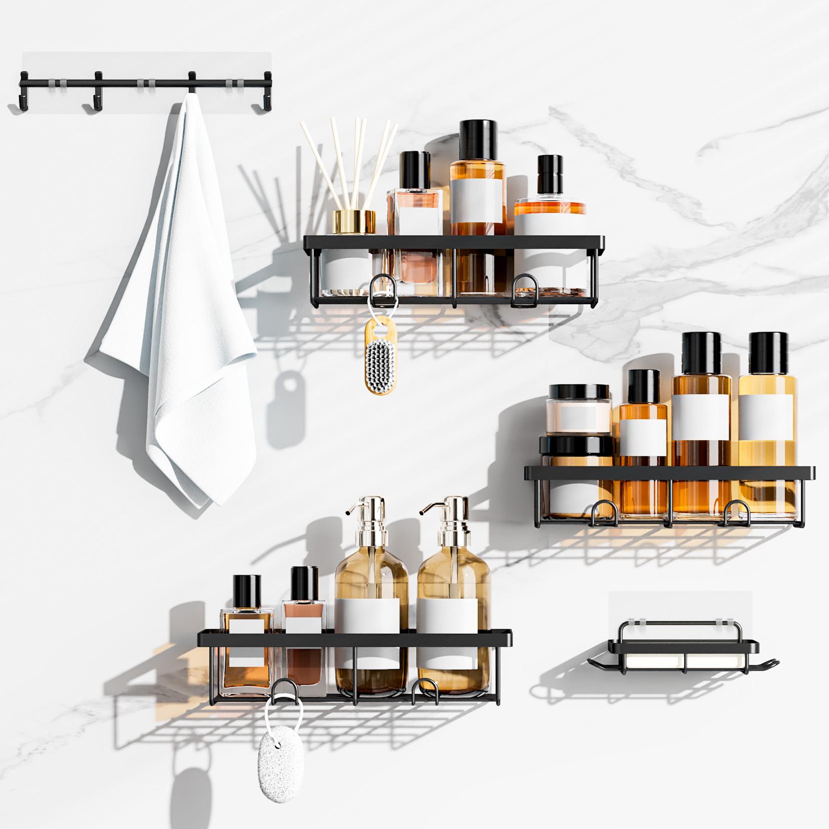 YASONIC 5 Pack Shower Caddy Shelf Bathroom Shower Organizer Rack No Drilling Multifunctional Organizer,corner shower shelf